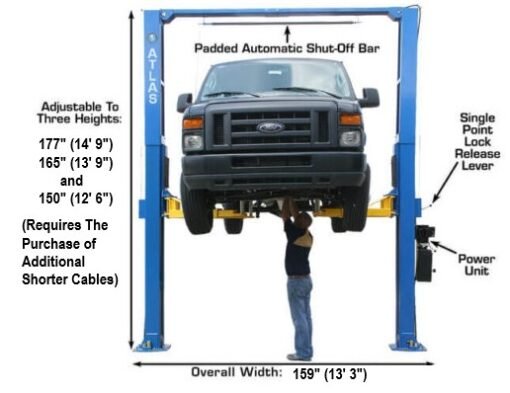 ATLAS PV12PX 12,000 lb Overhead 2-Post Lift - Image 4