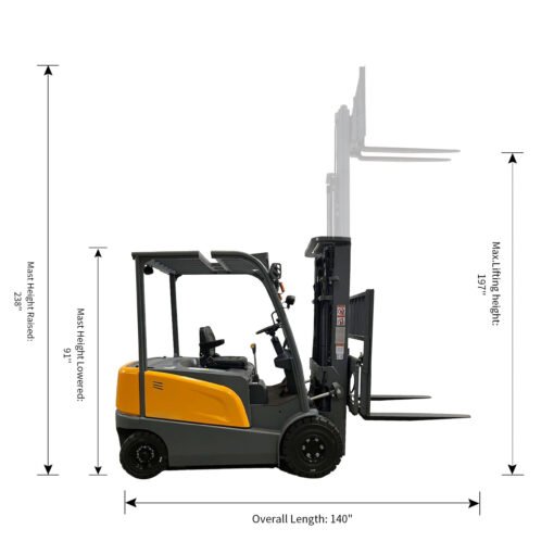 Lead acid Battery 4-wheel Electric Forklift 6600lbs Cap. 197" Lifting A-4014 - Image 6